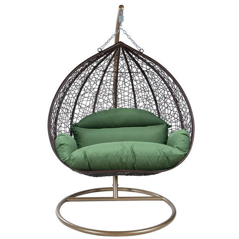 Recluse Modern Outdoor Egg Swing Chair Black/Brown/Grey Frame in Teardrop Design with ES57 Cushion
