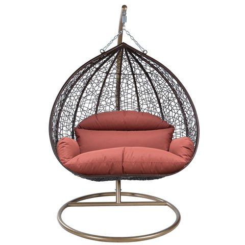 Recluse Modern Outdoor Egg Swing Chair Black/Brown/Grey Frame in Teardrop Design with ES57 Cushion