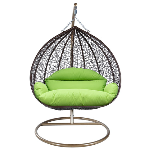 Recluse Modern Outdoor Egg Swing Chair Black/Brown/Grey Frame in Teardrop Design with ES57 Cushion