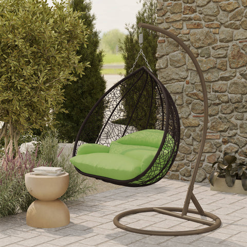 Recluse Modern Outdoor Egg Swing Chair Black/Brown/Grey Frame in Teardrop Design with ES57 Cushion