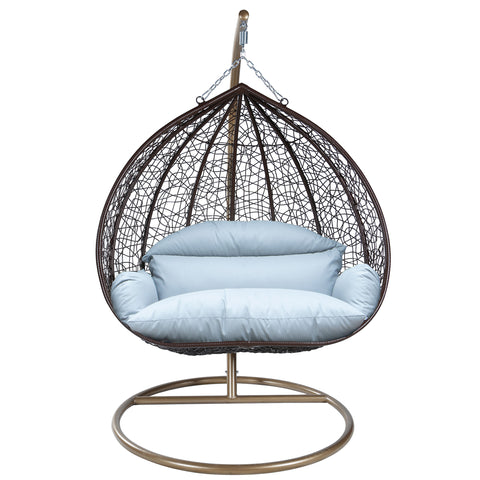 Recluse Modern Outdoor Egg Swing Chair Black/Brown/Grey Frame in Teardrop Design with ES57 Cushion