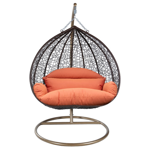 Recluse Modern Outdoor Egg Swing Chair Black/Brown/Grey Frame in Teardrop Design with ES57 Cushion