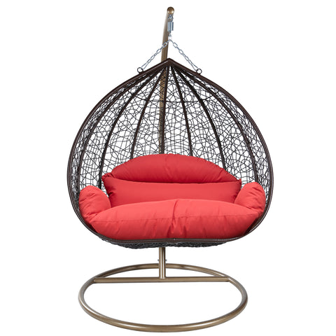 Recluse Modern Outdoor Egg Swing Chair Black/Brown/Grey Frame in Teardrop Design with ES57 Cushion
