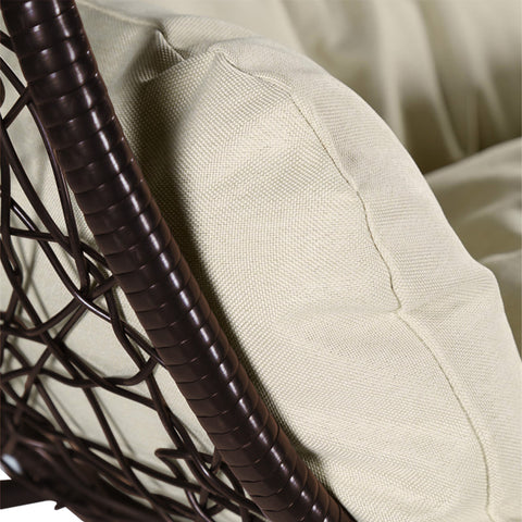 Recluse Modern Outdoor Egg Swing Chair Black/Brown/Grey Frame in Teardrop Design with ES57 Cushion