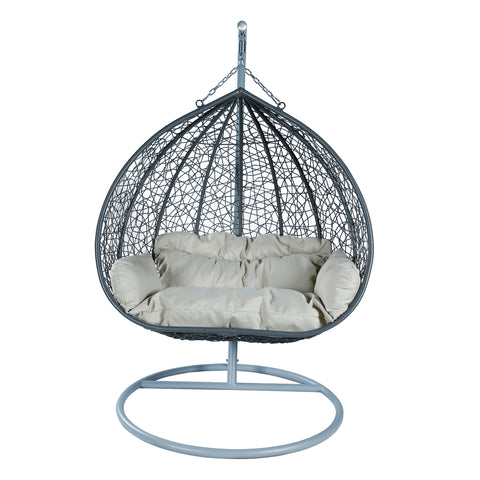 Recluse Two-Person Seater Hanging Egg Swing Chair with Teardrop Design