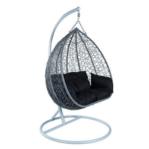 Recluse Two-Person Seater Hanging Egg Swing Chair with Teardrop Design