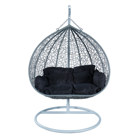 Recluse Two-Person Seater Hanging Egg Swing Chair with Teardrop Design