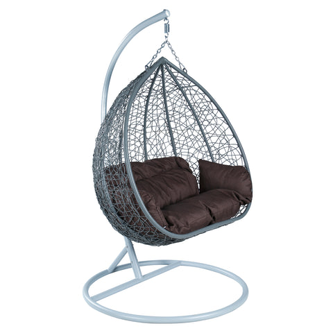 Recluse Two-Person Seater Hanging Egg Swing Chair with Teardrop Design