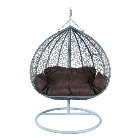 Recluse Two-Person Seater Hanging Egg Swing Chair with Teardrop Design