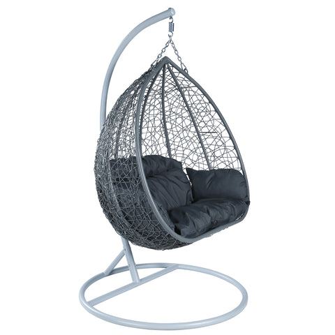 Recluse Two-Person Seater Hanging Egg Swing Chair with Teardrop Design