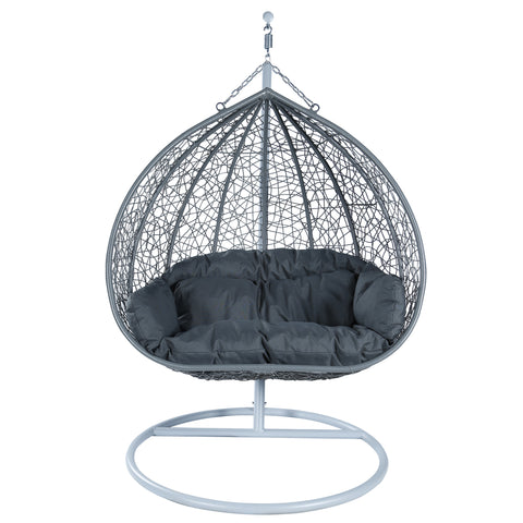 Recluse Two-Person Seater Hanging Egg Swing Chair with Teardrop Design