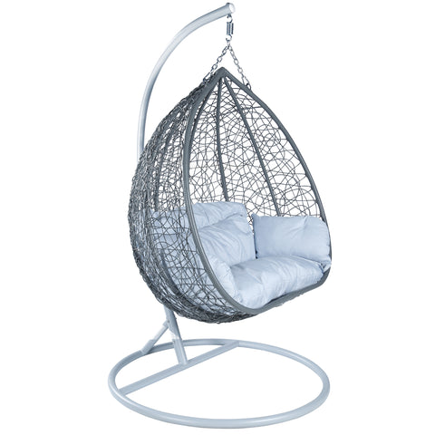 Recluse Two-Person Seater Hanging Egg Swing Chair with Teardrop Design