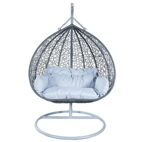 Recluse Two-Person Seater Hanging Egg Swing Chair with Teardrop Design