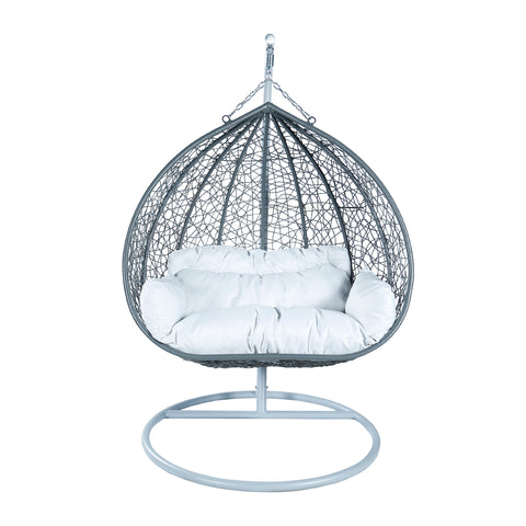 Recluse Two-Person Seater Hanging Egg Swing Chair with Teardrop Design