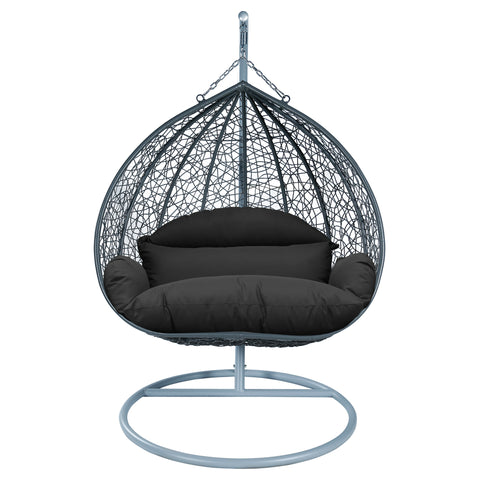 Recluse Modern Outdoor Egg Swing Chair Black/Brown/Grey Frame in Teardrop Design with ES57 Cushion