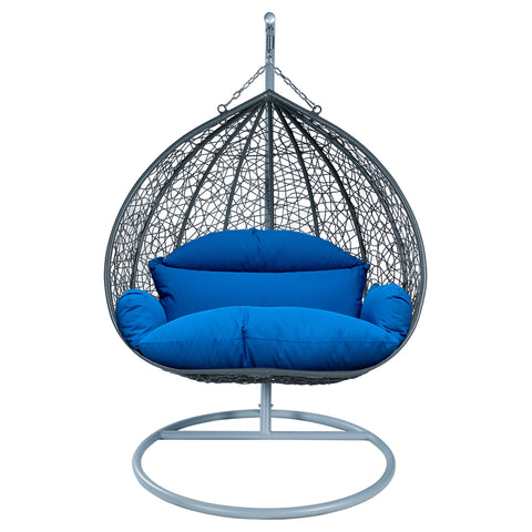 Recluse Modern Outdoor Egg Swing Chair Black/Brown/Grey Frame in Teardrop Design with ES57 Cushion