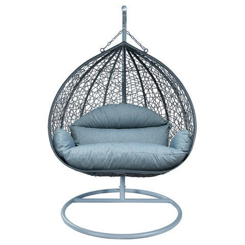 Recluse Modern Outdoor Egg Swing Chair Black/Brown/Grey Frame in Teardrop Design with ES57 Cushion