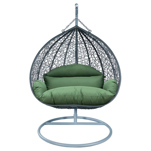 Recluse Modern Outdoor Egg Swing Chair Black/Brown/Grey Frame in Teardrop Design with ES57 Cushion