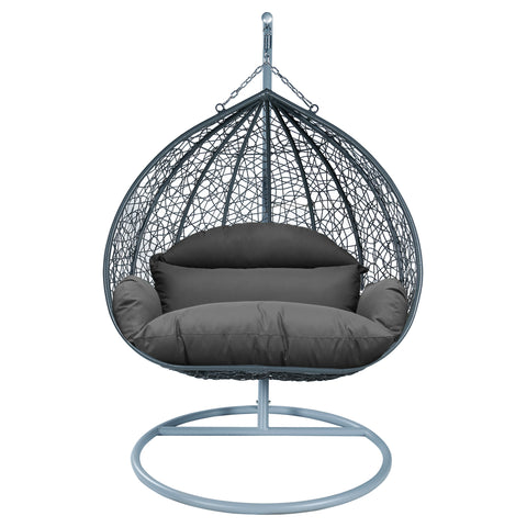 Recluse Modern Outdoor Egg Swing Chair Black/Brown/Grey Frame in Teardrop Design with ES57 Cushion