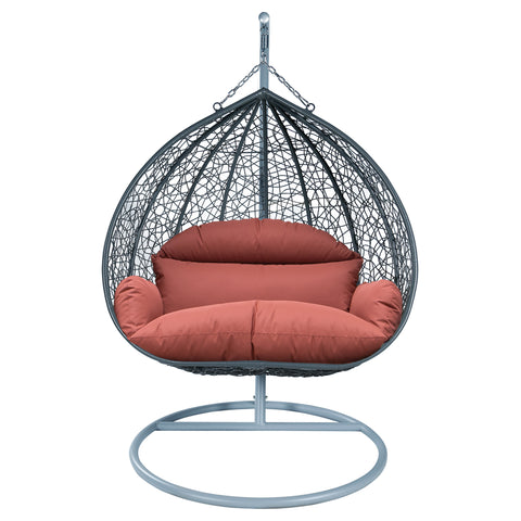 Recluse Modern Outdoor Egg Swing Chair Black/Brown/Grey Frame in Teardrop Design with ES57 Cushion