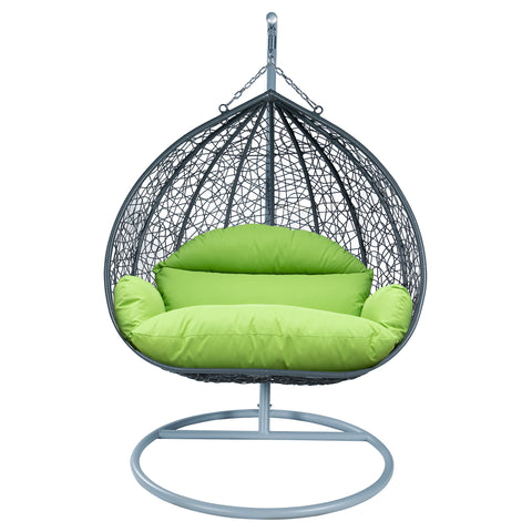 Recluse Modern Outdoor Egg Swing Chair Black/Brown/Grey Frame in Teardrop Design with ES57 Cushion
