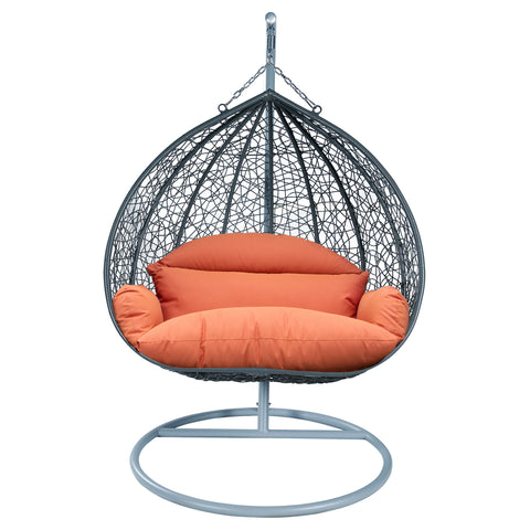Recluse Modern Outdoor Egg Swing Chair Black/Brown/Grey Frame in Teardrop Design with ES57 Cushion