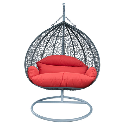 Recluse Modern Outdoor Egg Swing Chair Black/Brown/Grey Frame in Teardrop Design with ES57 Cushion