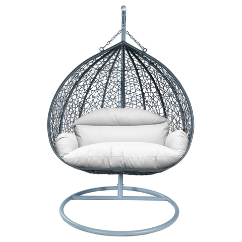 Recluse Modern Outdoor Egg Swing Chair Black/Brown/Grey Frame in Teardrop Design with ES57 Cushion