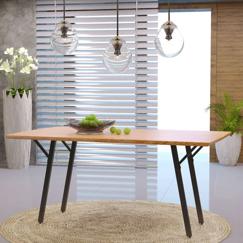 Ravenna 63" Rectangular Dining Table With MDF Tabletop and Metal Y-Shaped Joint Legs