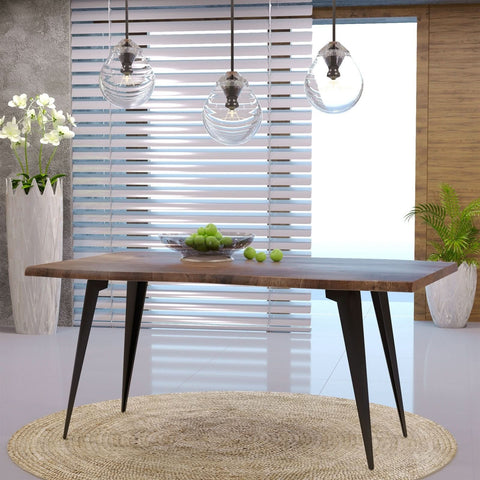 Ravenna 63" Rectangular Dining Table With MDF Tabletop and Metal Legs