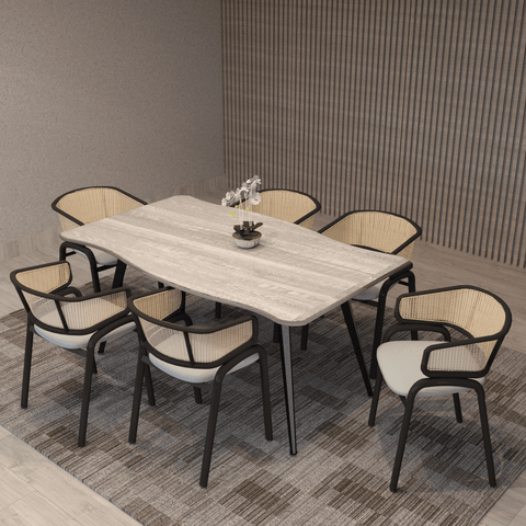 Ravenna 63" Rectangular Dining Table With MDF Tabletop and Metal Legs