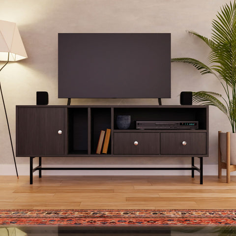 Rochester Modern Rectangular TV Stand: Enclosed Storage & Powder-Coated Iron Legs