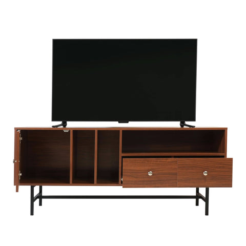 Rochester Modern Rectangular TV Stand: Enclosed Storage & Powder-Coated Iron Legs