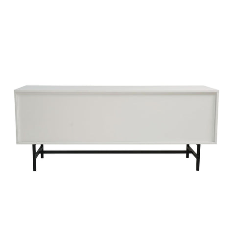 Rochester Modern Rectangular TV Stand: Enclosed Storage & Powder-Coated Iron Legs