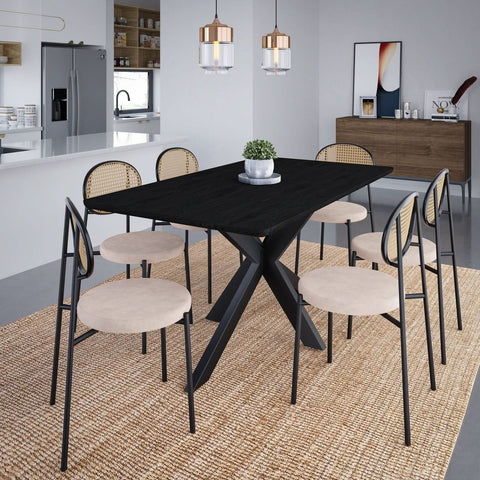 Ravenna 63" Wood Dining Table With Modern Metal Base