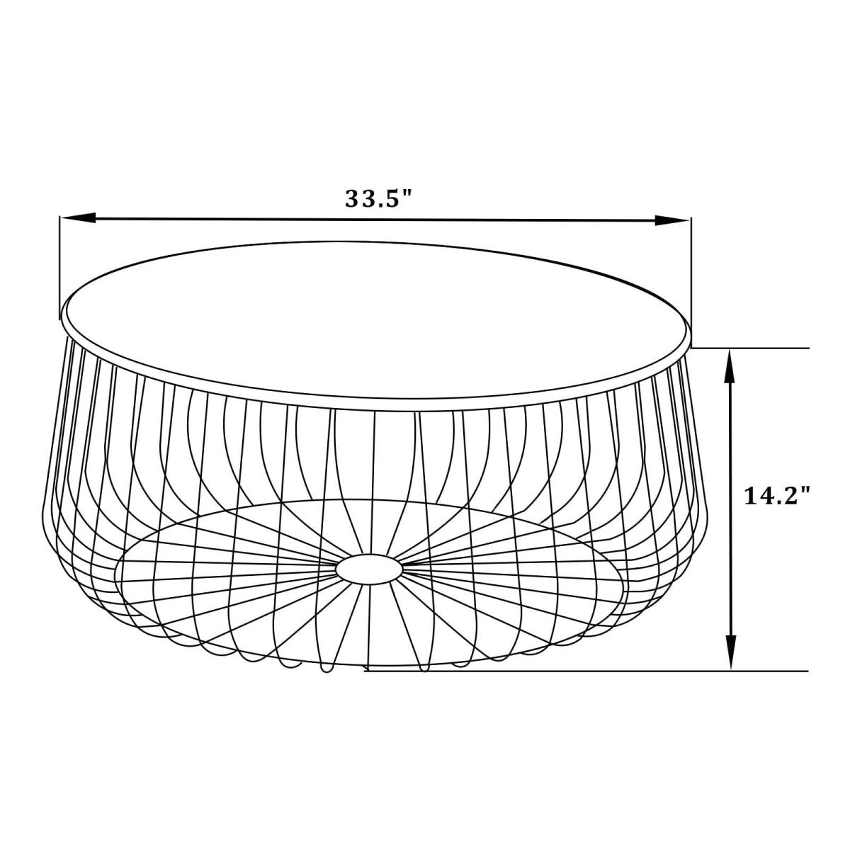 Runswick Round Coffee Table with MDF Tabletop Storage Space in Black Steel Base