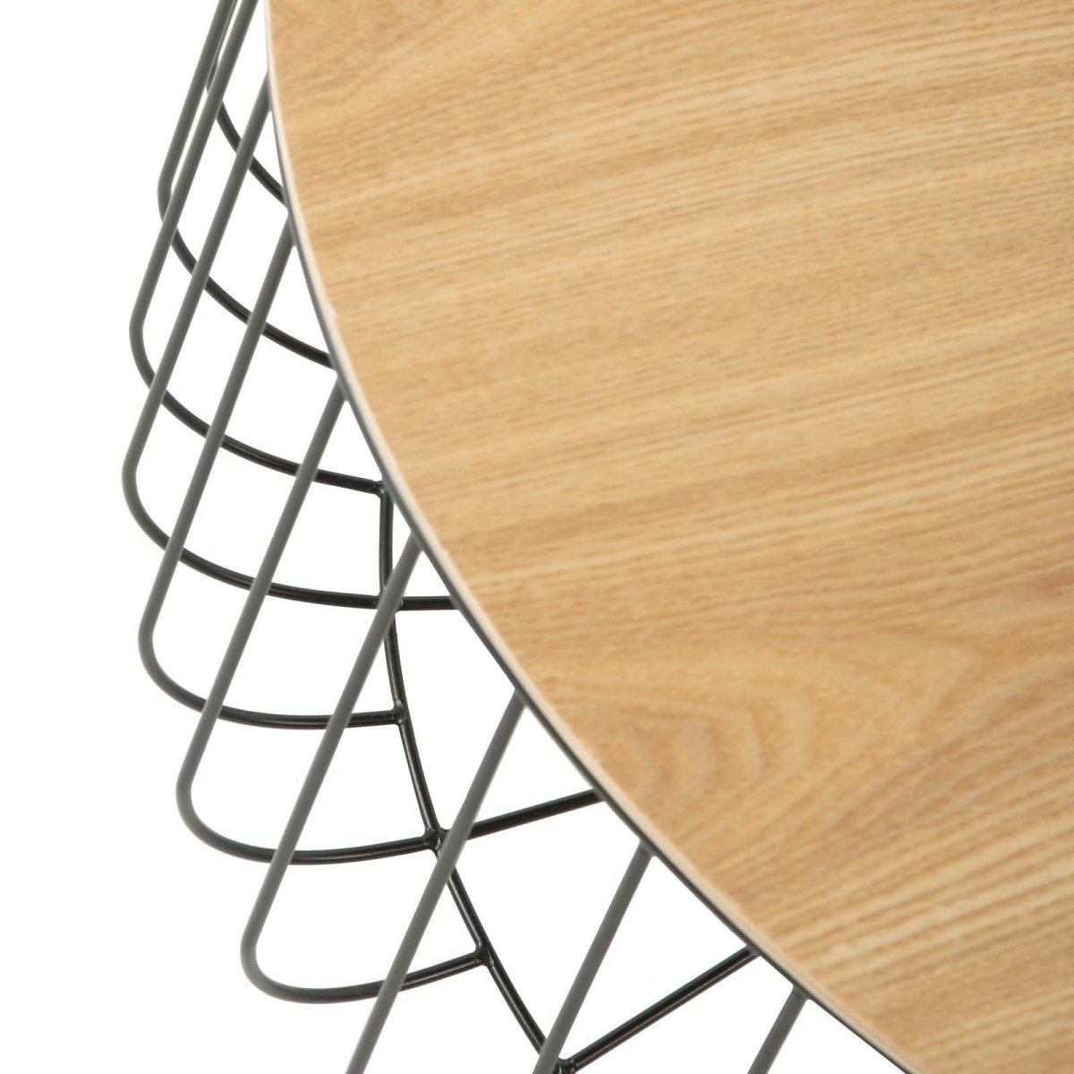 Runswick Round Coffee Table with MDF Tabletop Storage Space in Black Steel Base