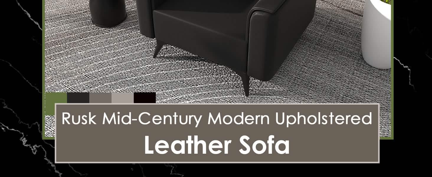 Rusk Leather Single - Seater Sofa with Stainless Steel Legs and Removable Cushions