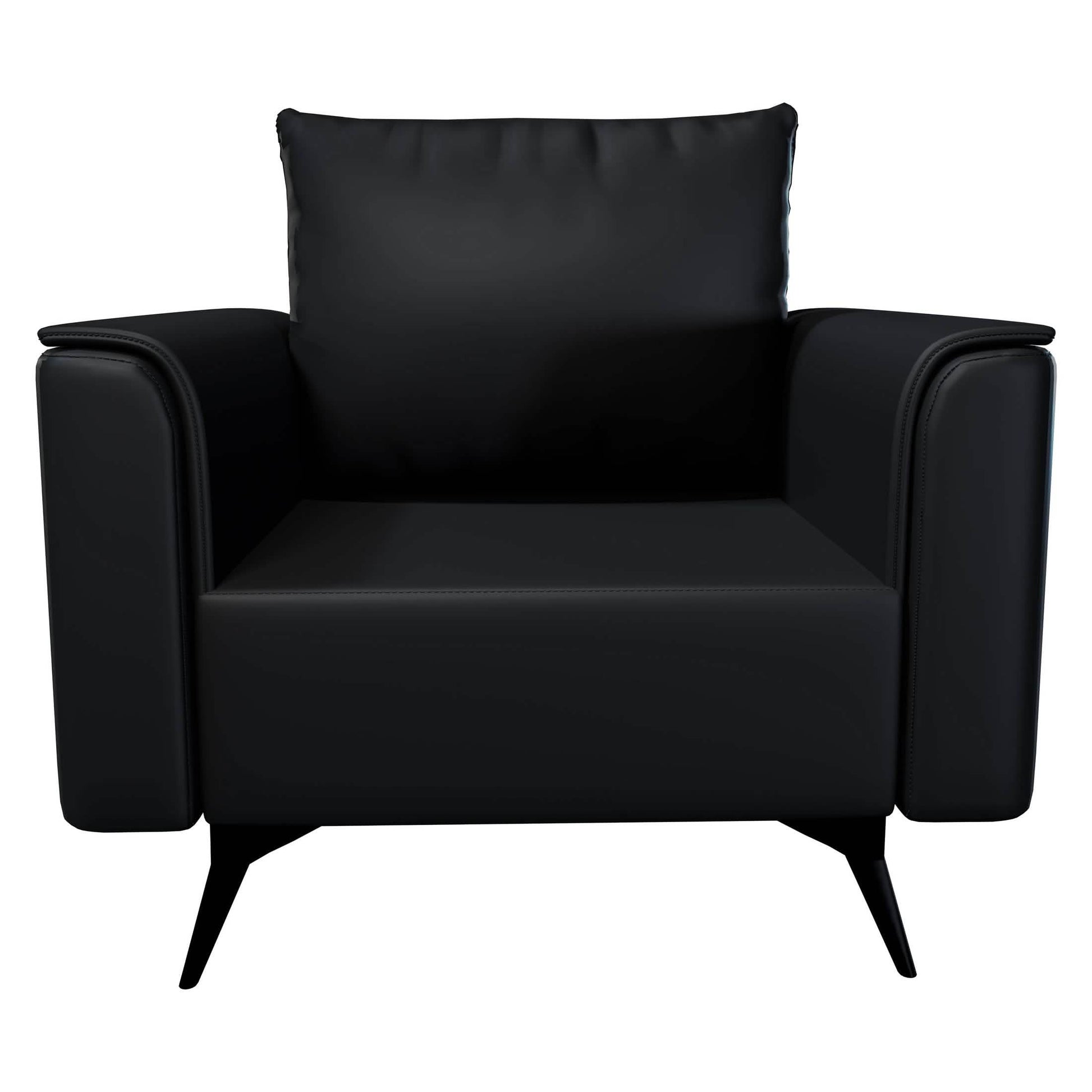 Rusk Leather Single - Seater Sofa with Stainless Steel Legs and Removable Cushions