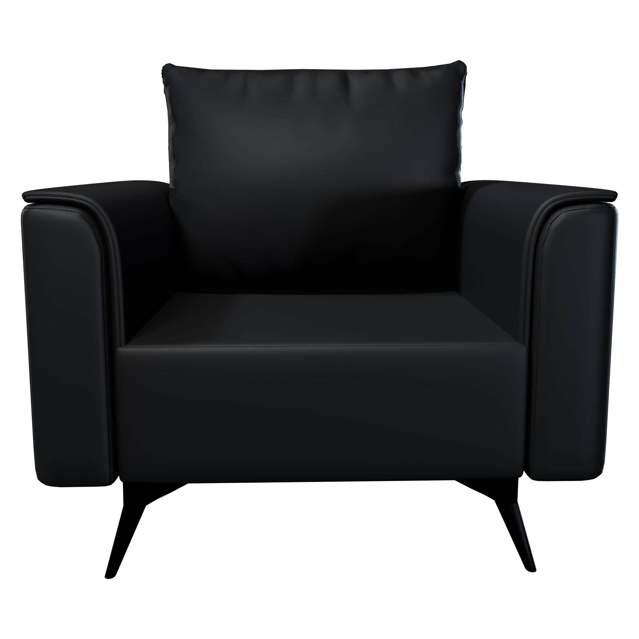 Rusk Leather Single - Seater Sofa with Stainless Steel Legs and Removable Cushions