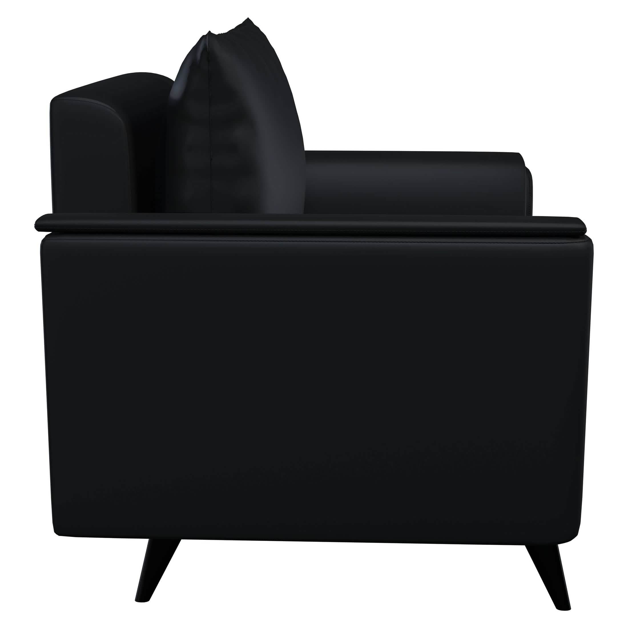 Rusk Leather Single - Seater Sofa with Stainless Steel Legs and Removable Cushions