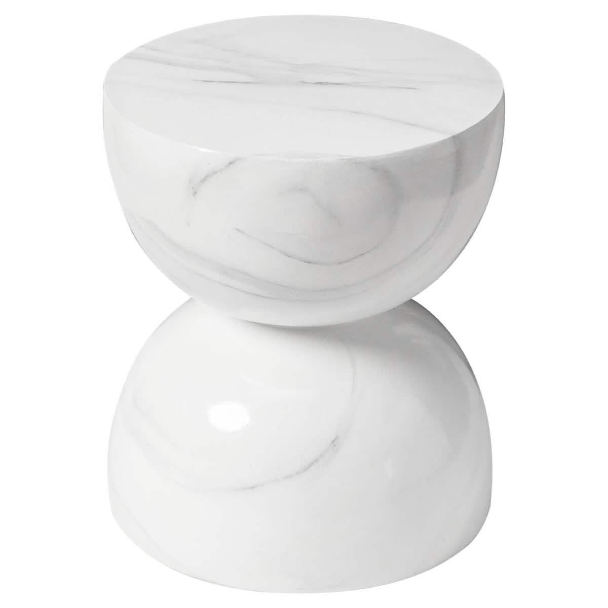 Sage Minimalist Side Table in Fiberstone Hourglass Design Accent Table