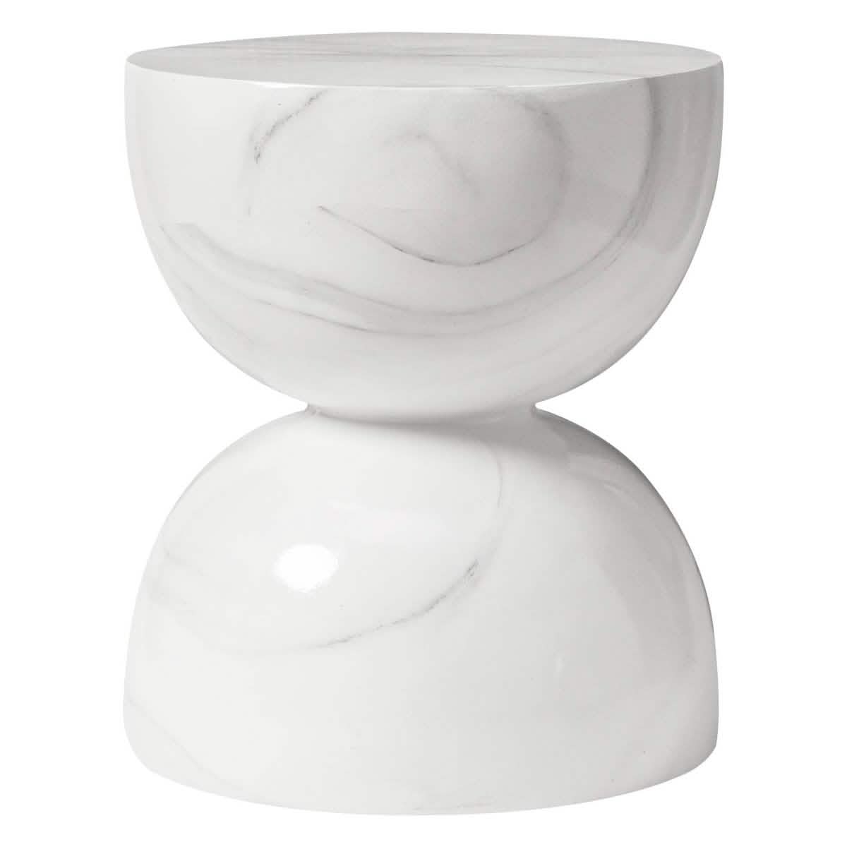 Sage Minimalist Side Table in Fiberstone Hourglass Design Accent Table