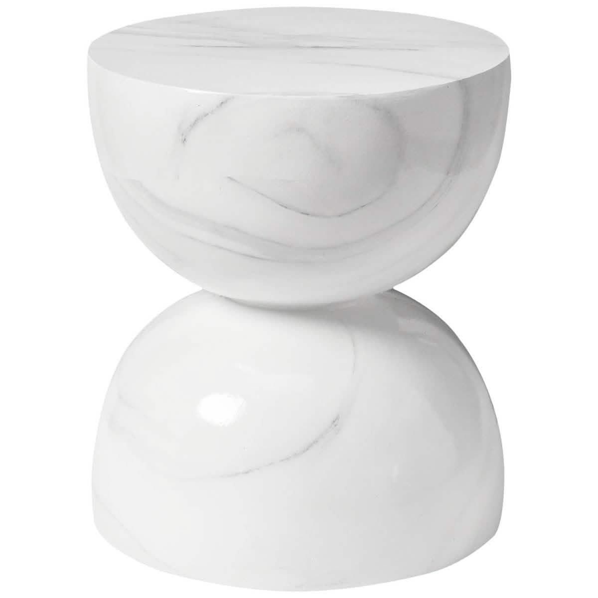 Sage Minimalist Side Table in Fiberstone Hourglass Design Accent Table