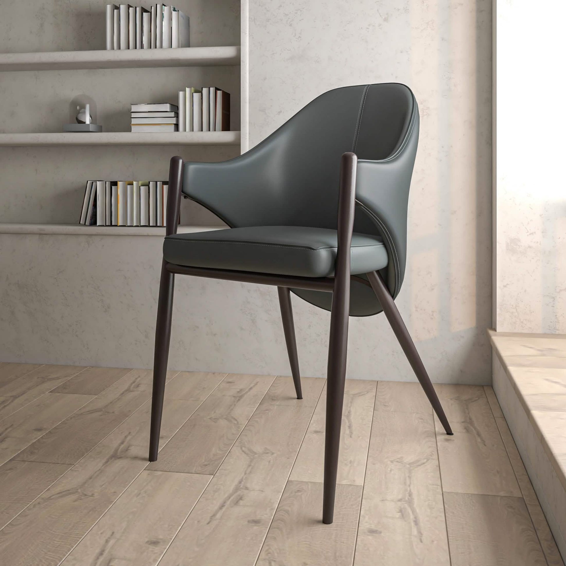 Sante Upholstered PU Leather Dining Chair with Iron Legs Set of 2