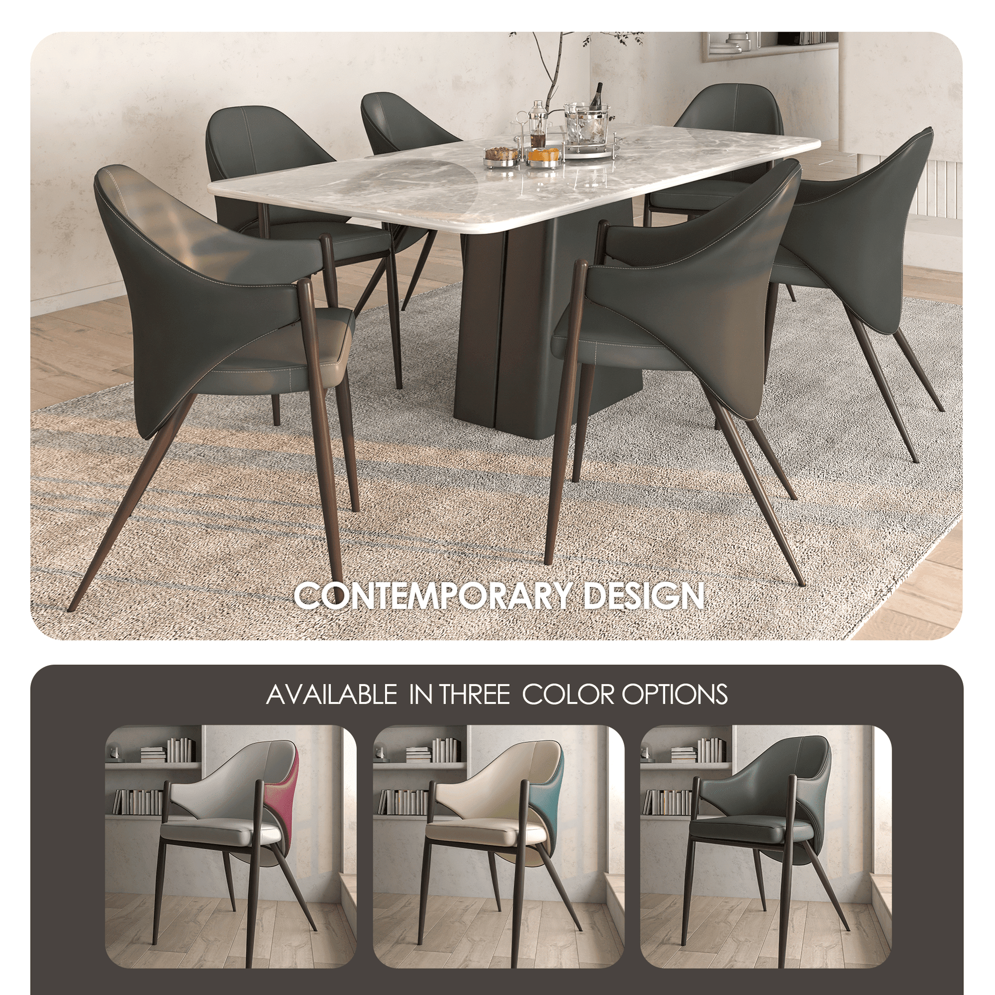 Sante Upholstered PU Leather Dining Chair with Iron Legs Set of 2