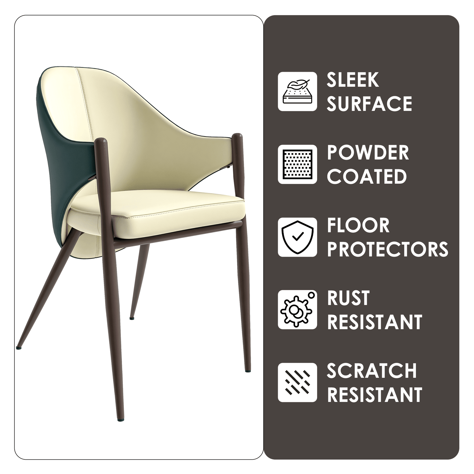 Sante Upholstered PU Leather Dining Chair with Iron Legs Set of 2