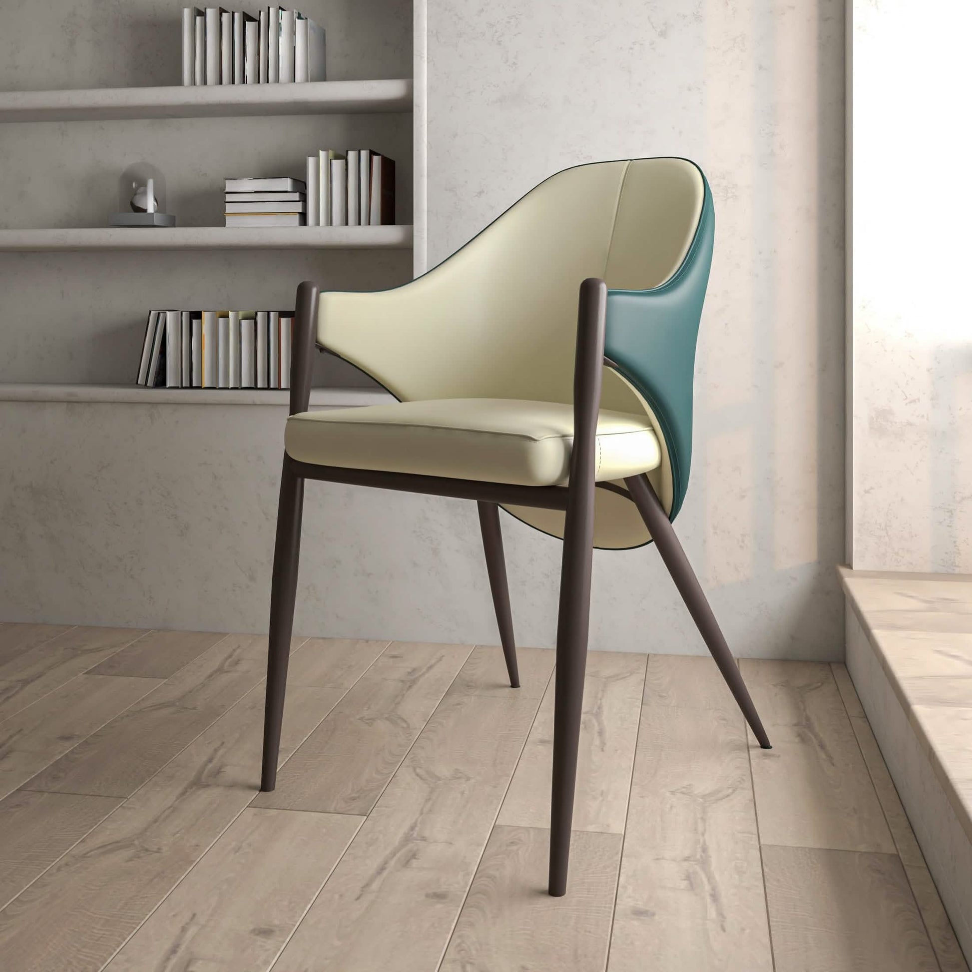 Sante Upholstered PU Leather Dining Chair with Iron Legs Set of 2