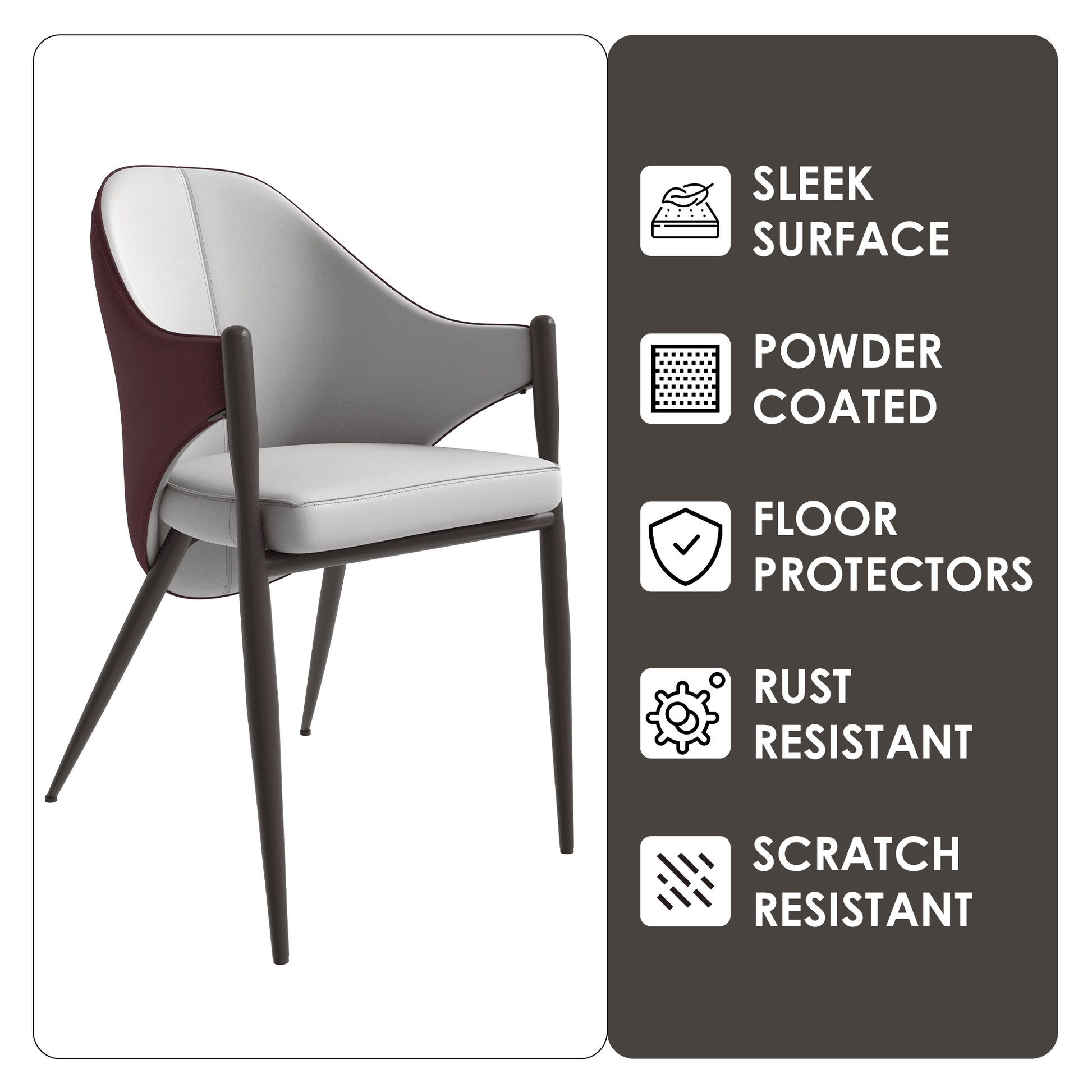 Sante Upholstered PU Leather Dining Chair with Iron Legs Set of 2