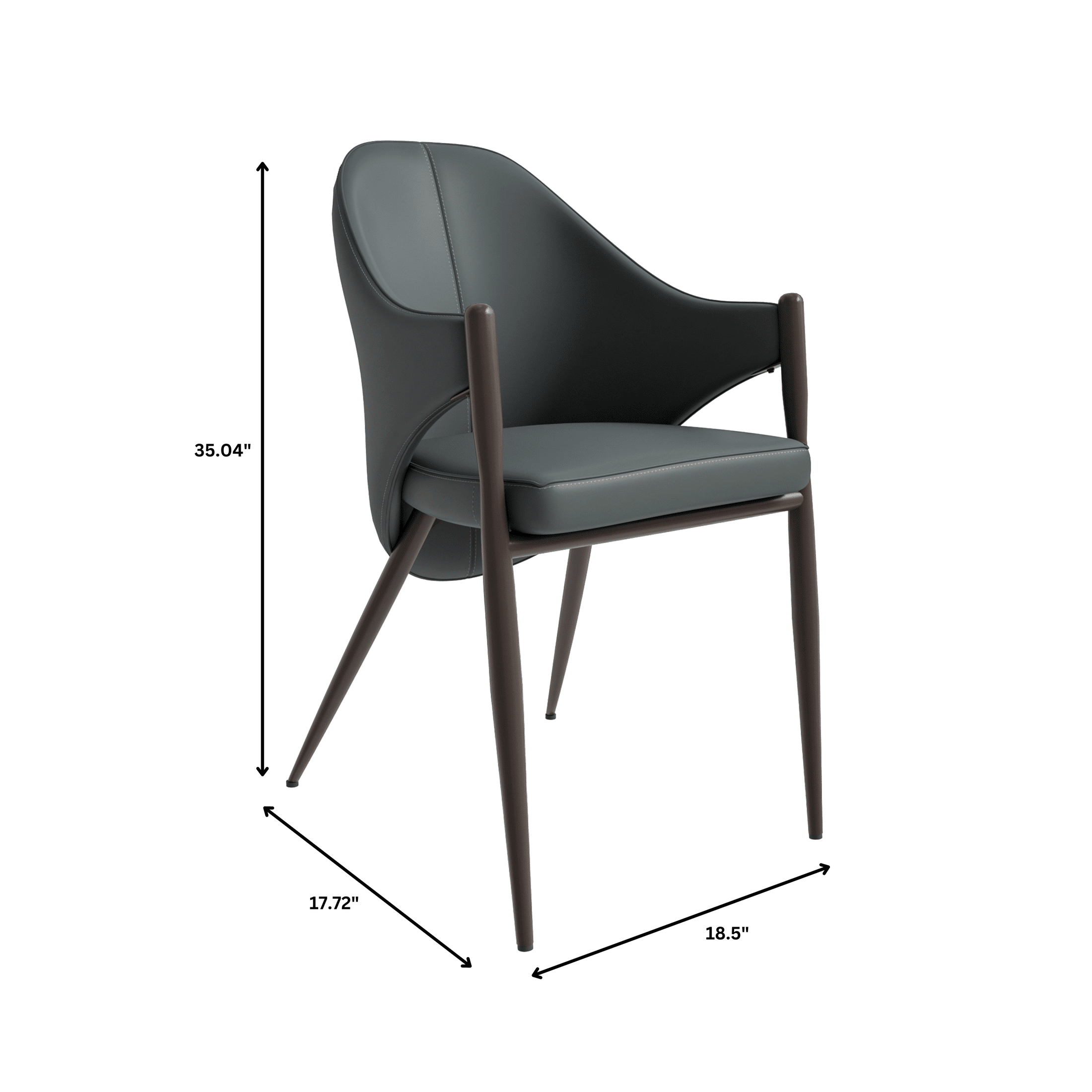 Sante Upholstered PU Leather Dining Chair with Iron Legs Set of 2